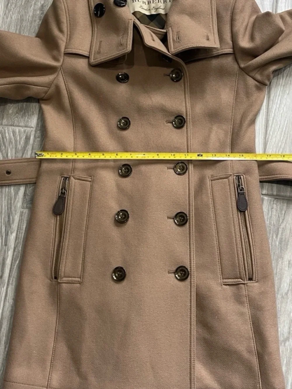 BURBERRY DAYLESMOORE VIRGIN WOOL CASHMERE TRENCH COAT SIZE 6 - Picture 10 of 15